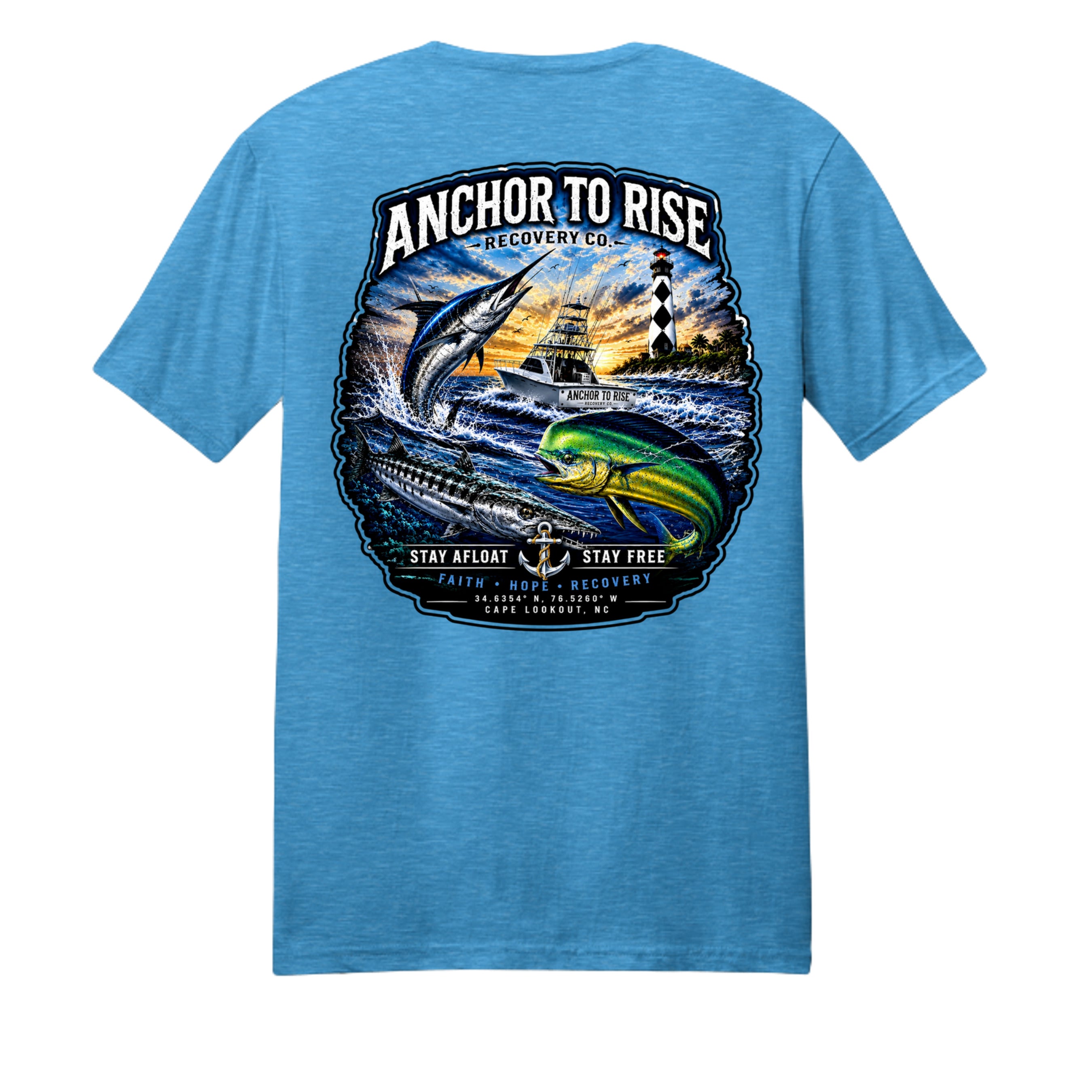 Heathered Bright Turquoise - DM108 - BACK